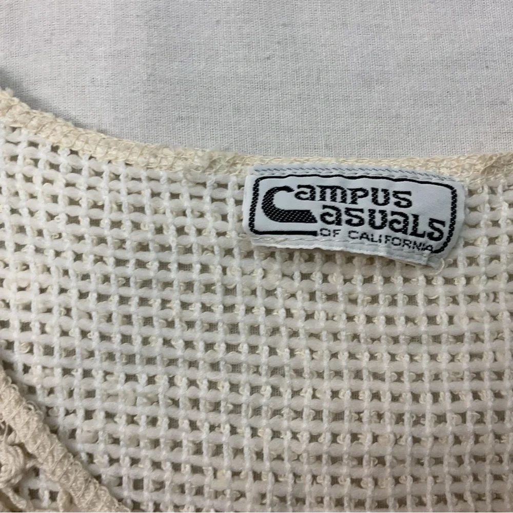 Campus Casuals Beige Sweater Vest, Size S, Knitted Cropped Boho Vintage Casual - Picture 4 of 7